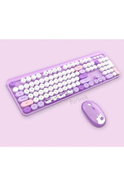 fortrek Renkli Daktilo Tuşlu Kablosuz Q Multimedia Klavye + Mouse Set 104 Tuş...