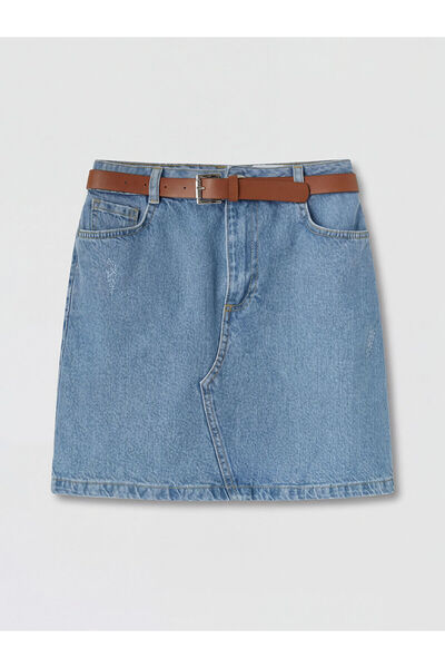 LC Waikiki Peak New Season Regular Fit Belted Girls' Jean Skirt