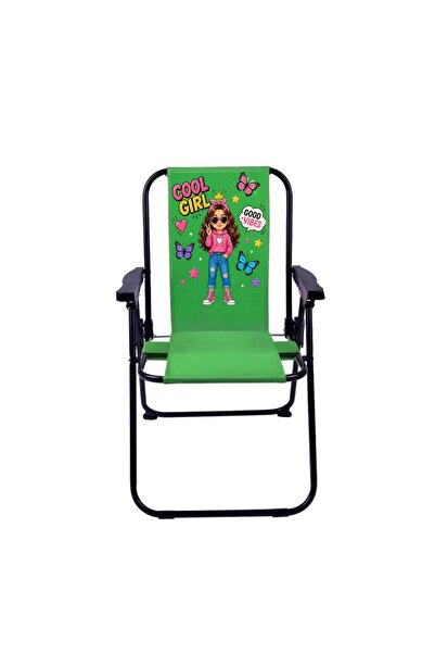 Exent 2-6 Yaş LÜX Çocuk Piknik Sandalyesi-Mini Kamp Sandalyesi-Cool Girl-YEŞİL