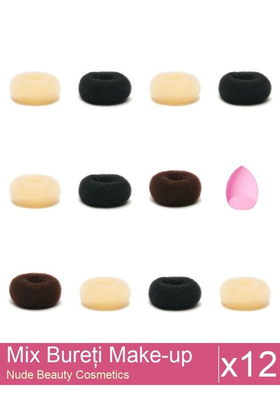 Makeup Set Mix 12 produse Bureti: Burete coc blond - 9 cm diametru, Burete co...