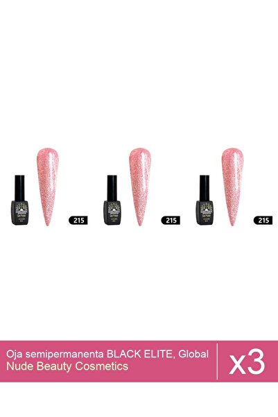 Makeup Set 3x Oja semipermanenta BLACK ELITE, Global Fashion 8 ml,215
