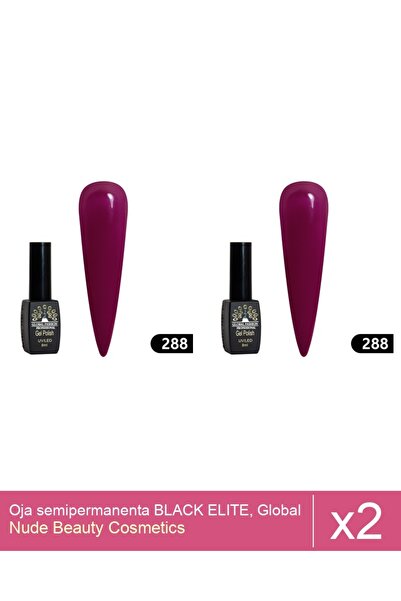 Makeup Set 2x Oja semipermanenta BLACK ELITE, Global Fashion 8 ml,288
