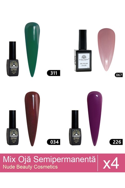 Makeup Set Mix 4 produse Nail Oja: Oja semipermanenta BLACK ELITE, Global Fas...