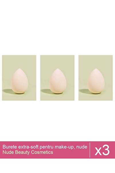 Makeup Set of 3 extra-soft makeup sponges, nude