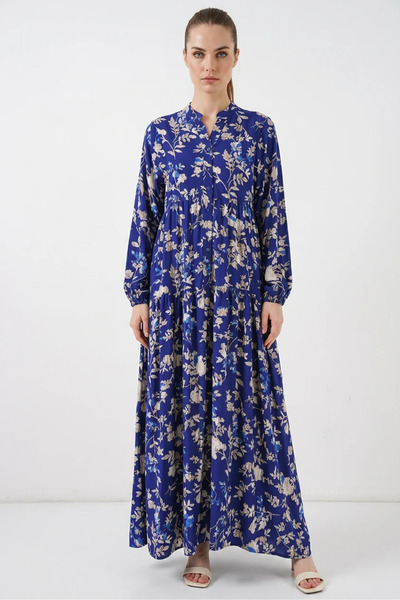 buğrahayalin Women's Authentic Patterned Viscose E. Saks Hijab Dress