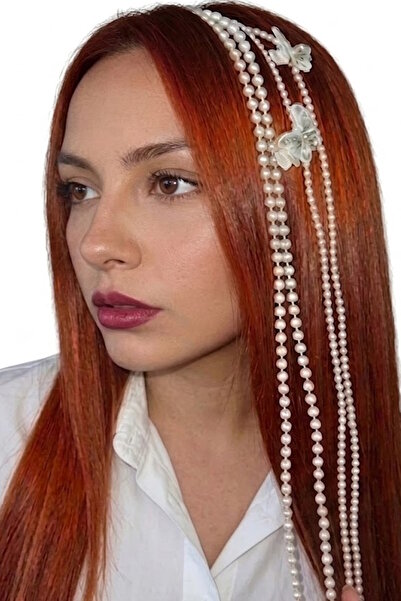 CAŞ DEKORASYON White Color Pearl Side Hairpiece