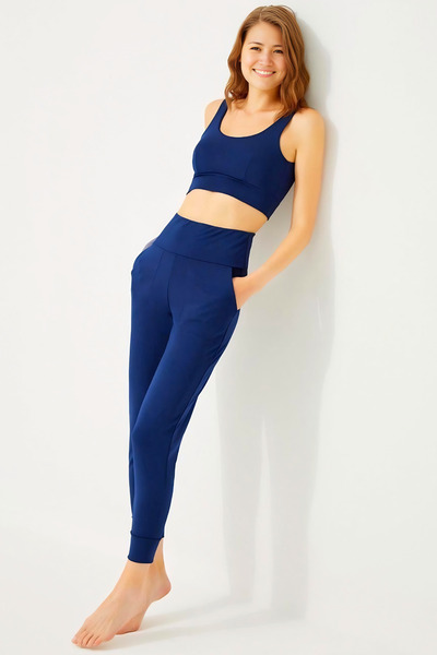 Homay High Waist Lycra Jogger Bottoms with Pockets - One Piece