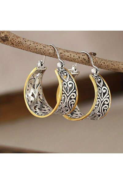 Choice T1521 Vintage Silvery Plated Hollow Out Hoop Earrings Women's Fashion ...