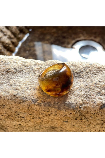 Choice1 tortoiseshell 1-piece Bohemian retro style coffee colored resin ring,...