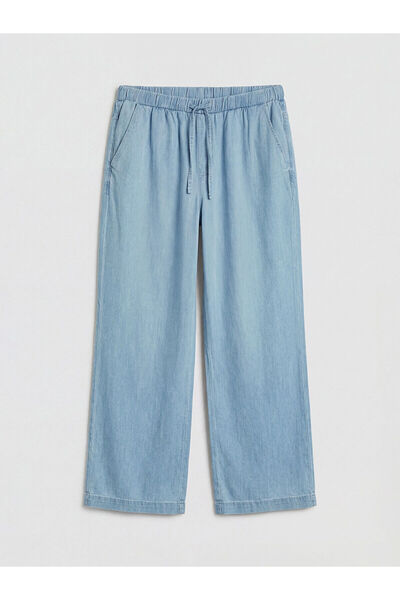 LC Waikiki Nevavm Wideleg Women's Jean Trousers with Elastic Waist and Differ...