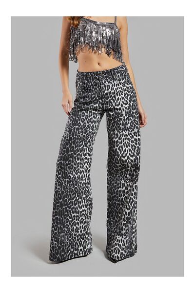 LC Waikiki Nevavm with a Difference Women Black White Leopard Color W426 Deni...