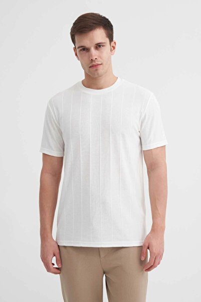 Cazador Regular Fit Ecru Men's T-Shirt 42030