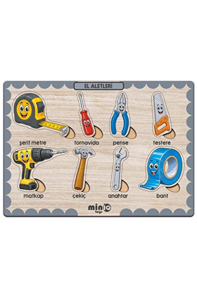 minİQ toys Ahşap Türkçe El Aletleri Eğitici-Öğretici Yapboz