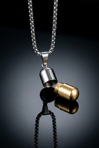 OSMANLI GÜMÜŞ Men's Wish Necklace Medicine, Yellow Silver Gray Metallic Praye...