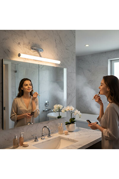 DELIGHT Corp LED baie inox, 6W, 6500K, lumină rece, cu protecție IP44, 400mm