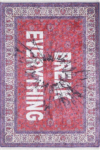 halinet Halı.Net Red Vintage Antique Washable Non-Slip Living Room Carpet Hal...