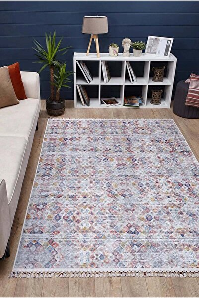 halinet Halı.Net Cream Classic Washable Non-Slip Living Room Carpet Haln-Hln5002