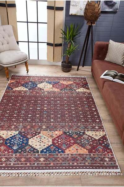 halinet Halı.Net Multi-Colored Modern Washable Non-Slip Living Room Carpet Ha...