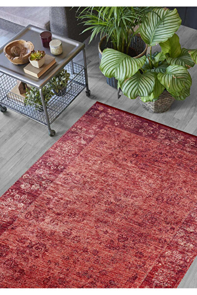halinet Halı.Net Red Vintage Antique Washable Non-Slip Living Room Carpet Hal...