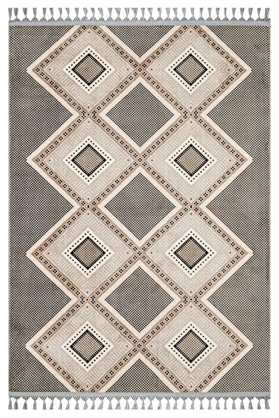 halinet Halı.Net Beige Ethnic Bohemian Washable Non-Slip Living Room Carpet M...