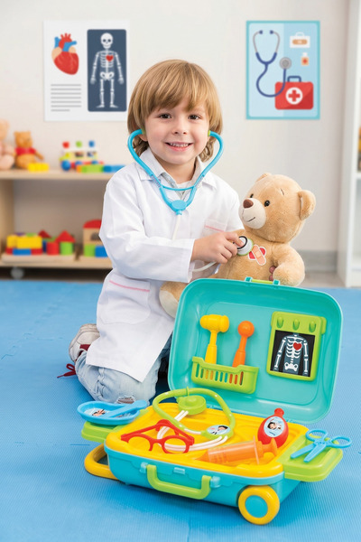 craftivio Eğitici Oyuncak Doktor Seti Çantalı Tekerlekli Valizli 15 Parça Çoc...
