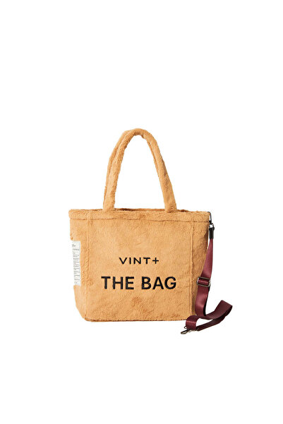 vintplus FERMUARLI PELUŞ TOTE ÇANTA - BÜYÜK - KAHVE