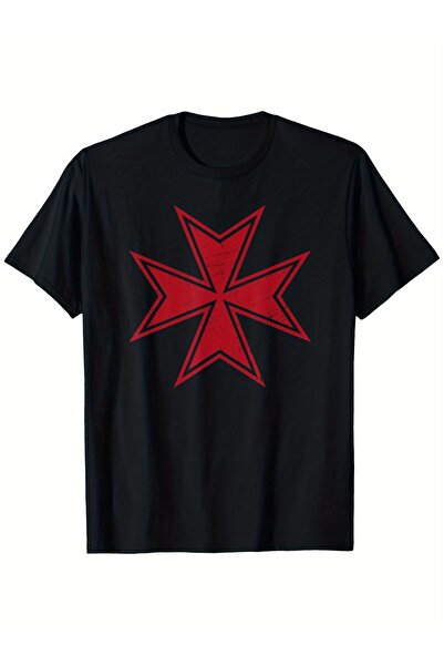 yiou trendy clothing تي شيرت مالتزي للفرسان من طراز Knights of the Cross بتصم...