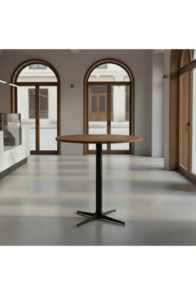 Ebticar Brown Round Café Table with a Modern Design