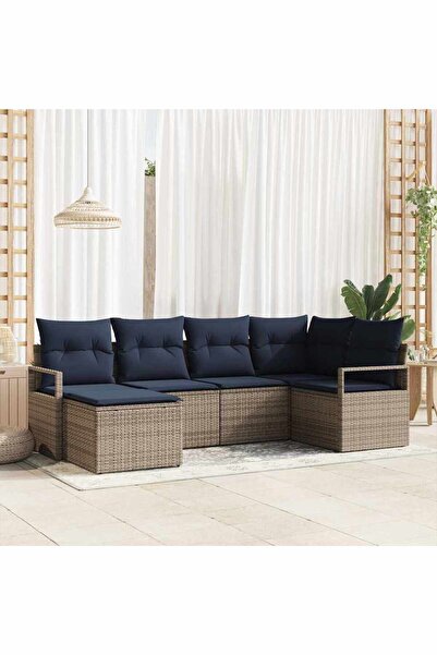 vidaxl Set de canapea cu perna 6 pcs Gri poliratan