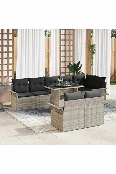 vidaxl Set de canapele pentru gradina 9 pcs Gri deschis Rattan poli