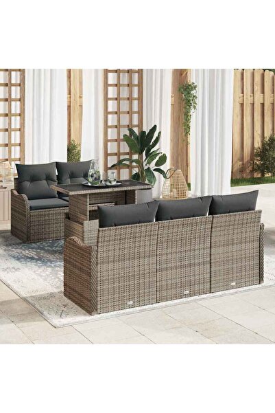 vidaxl Set de canapele pentru gradina cu perna 6 pcs Gri poliratan