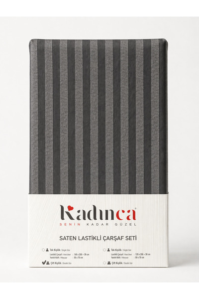KADINCA سلسلة أريا ® |   طقم ملاءات ساتان مطاطية |   قطني |   مع حقيبة من الب...