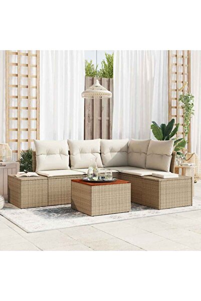vidaxl Set de canapele pentru gradina 5 pcs Bej È™i crem poliratan