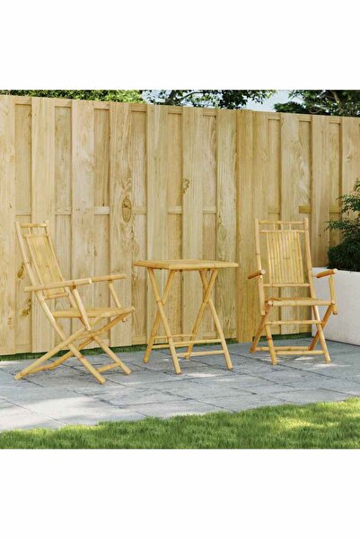 vidaxl Set mobilier bistro, 3 piese, bambus