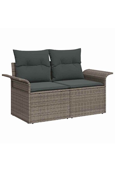 vidaxl Set de canapele pentru gradina cu perna 6 pcs Gri Rattan poli