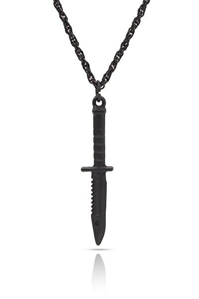kolbi Cs2 Bayonet Knife Pendant with Player Figure - Black Plated with Twiste...