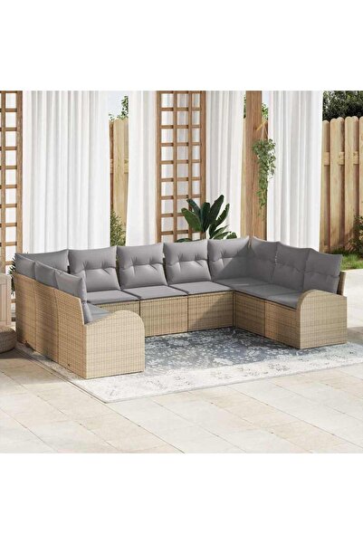 vidaxl Set de canapele pentru gradina 9 pcs Beige È™i gri deschis