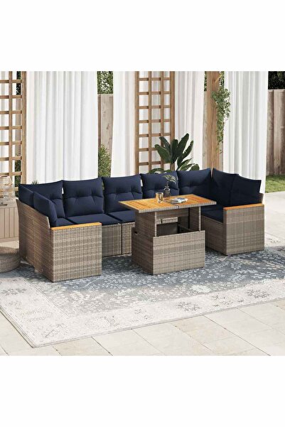 vidaxl Set canapele de gradina cu perne, 8 piese, gri, poliratan
