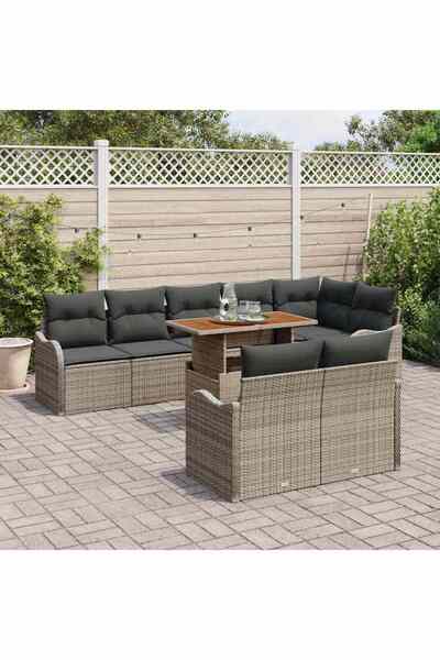 vidaxl Set de canapele pentru gradina 9 pcs Gri Rattan poli