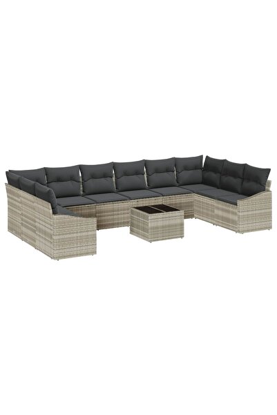 vidaxl Set de canapele pentru gradina Gri deschis poliratan