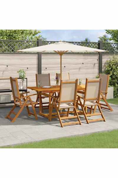vidaxl Set mobilier de gradina, 7 piese, lemn masiv acacia/textilena
