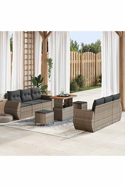 vidaxl Set de canapele pentru gradina 9 pcs Gri poliratan
