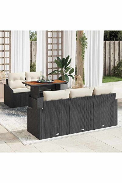 vidaxl Set de canapele pentru gradina 6 pcs Negru Rattan poli
