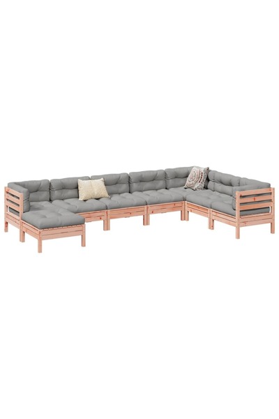 vidaxl Set canapele gradina cu perne 8 locuri, lemn masiv brad douglas