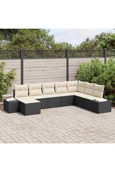 vidaxl Set de canapele pentru gradina 8 pcs Negru È™i Crem poliratan