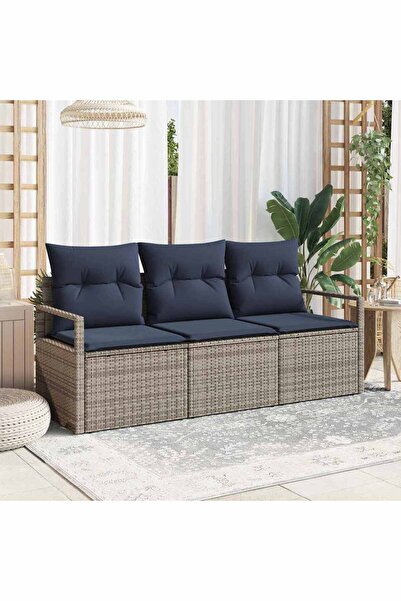 vidaxl Set de canapea 3 pcs Gri poliratan