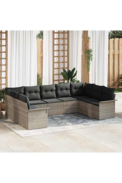 vidaxl Set de canapele pentru gradina 9 pcs Gri deschis poliratan