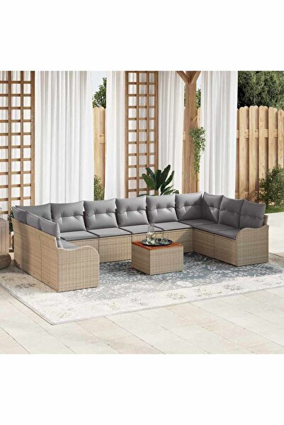 vidaxl Set de canapele pentru gradina 11 pcs Beige È™i gri deschis