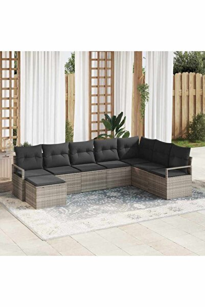 vidaxl Set de canapea cu perna 8 pcs Gri deschis poliratan