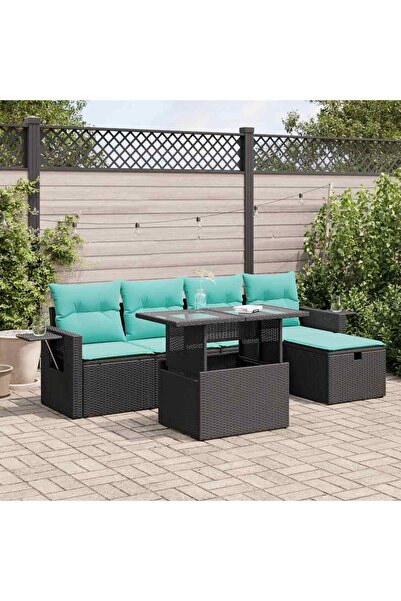 vidaxl Set mobilier gradina cu perne 6 piese gri poliratan/lemn acacia
